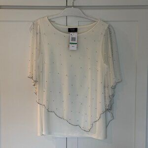 MSK Petite Pearl and Rhinestone Blouse